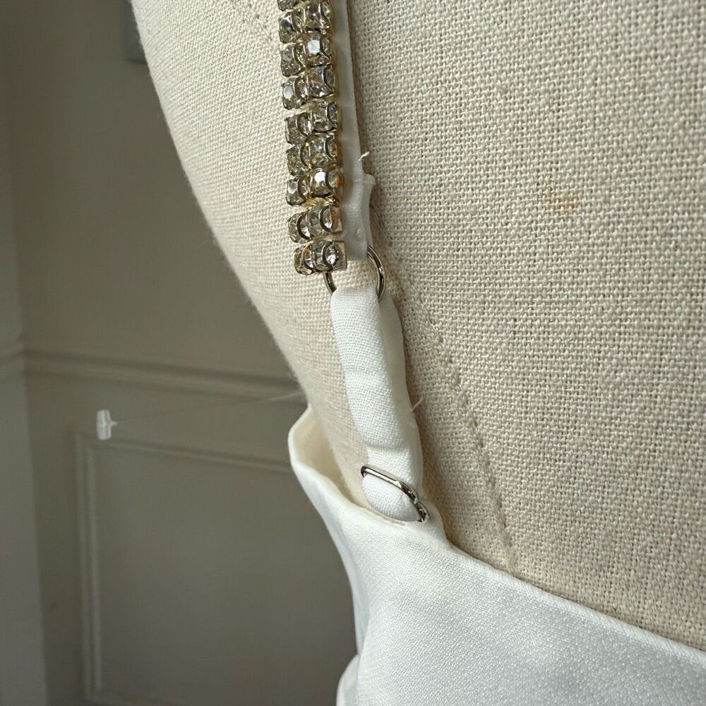NWT Bagatelle White Large Bow Crop Top Rhinestone Straps 8 - Picture 6 of 11